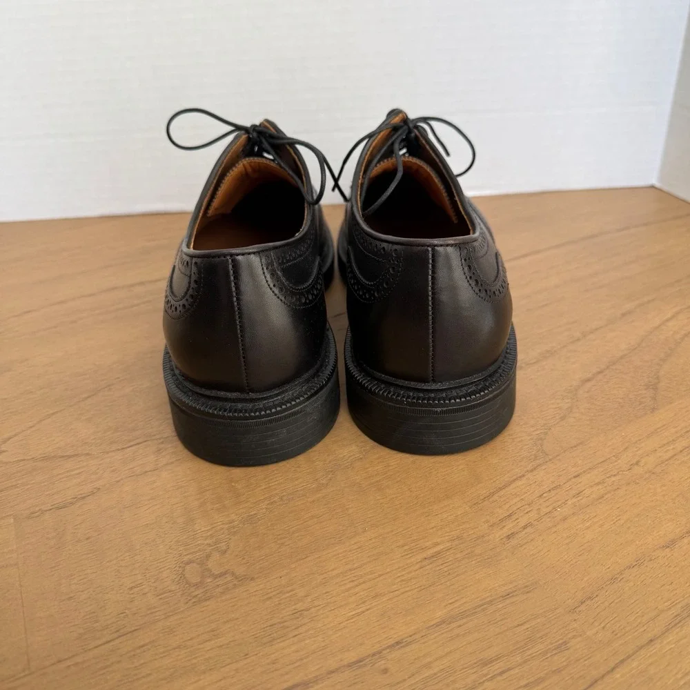 Polo Ralph Lauren Asher Wingtip Shoes Mens 10D Black Cow Leather Brogue Vibram